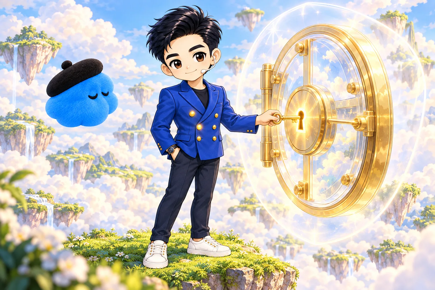 พี่ง้วงไขกุญแจประตูนิรภัยเอง dot สีฟ้าหลับตาให้ ไม่มองรหัส